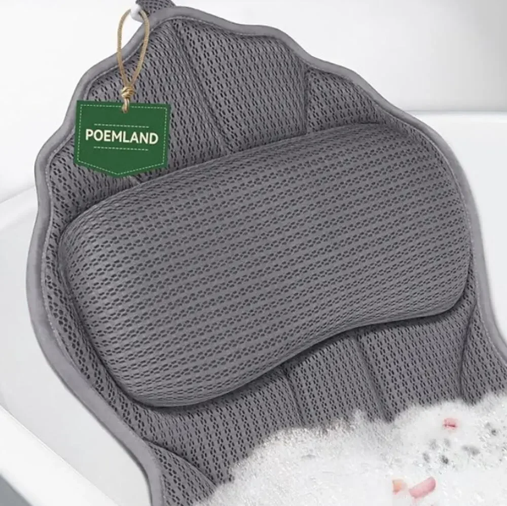 Brand New Luxury Soft 4d Mesh Bath Pillow for Tub, bathtub pillow- Gray